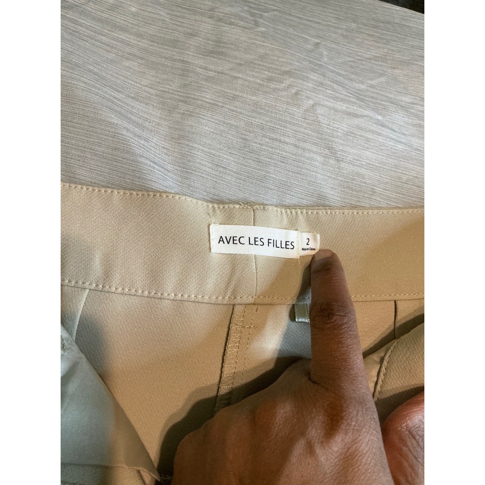 Avec Les Filles Beige Wide Leg Pants Quiet Luxury Minimalist Womens 2 Old Money - Picture 9 of 9